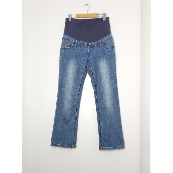 Thyme Maternity Women's Blue Cotton Blend Belly Pregnancy Stretch Jeans Sz Small - Picture 1 of 12